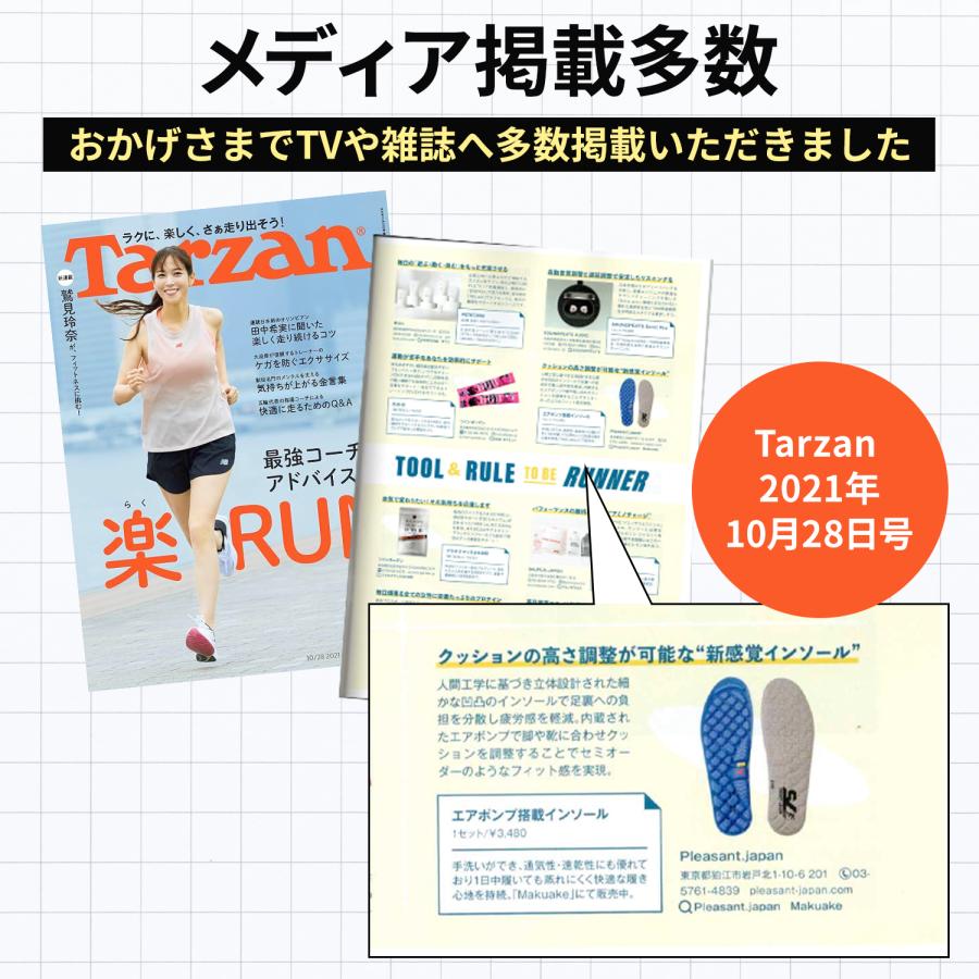 Tarzan掲載｜鍼灸師推薦 エアポンプ搭載インソール 足裏・膝・腰の衝撃