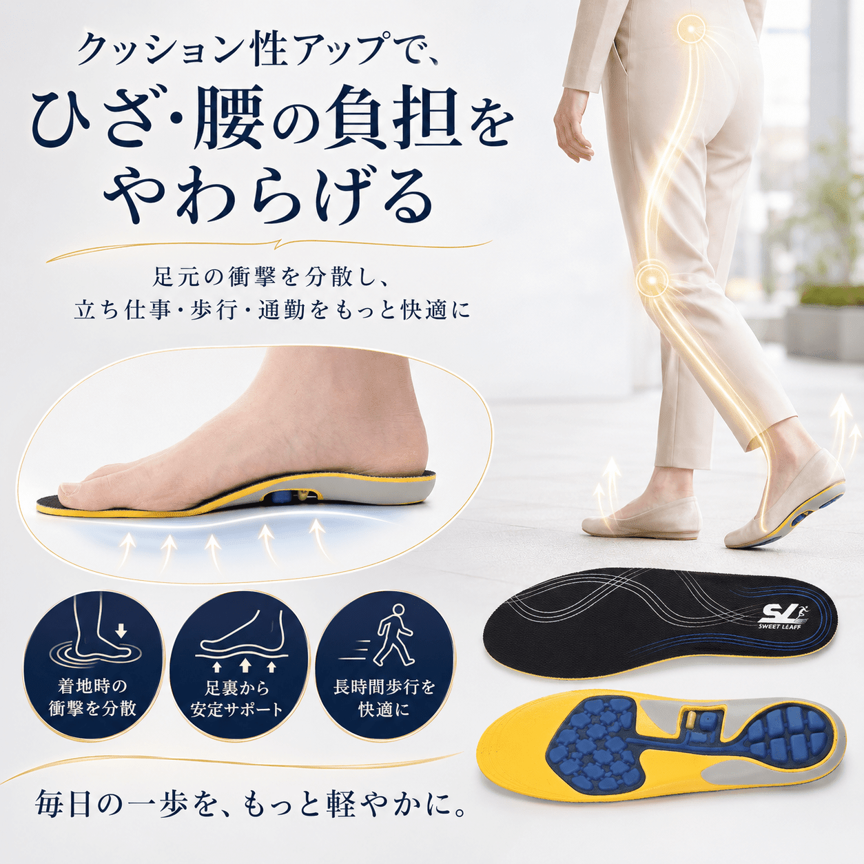 クッション性アップでひざ腰の負担をやわらげる